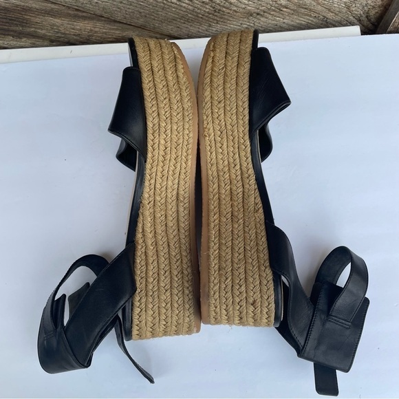 VIA SPIGA Nemy Black Leather Ankle Strap Platform Espadrilles Sandals, 9 - Picture 5 of 12